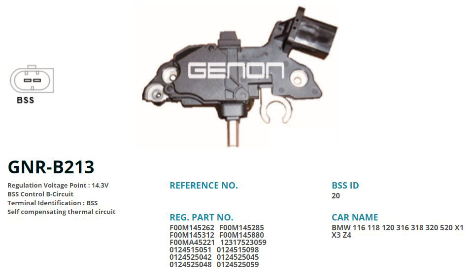 ALTERNATOR KONJEKTOR 12V BMW 116 - 118 - 120 - 316 - 318 - 320 - 520 - X1 - X3 - Z4 (BSS)