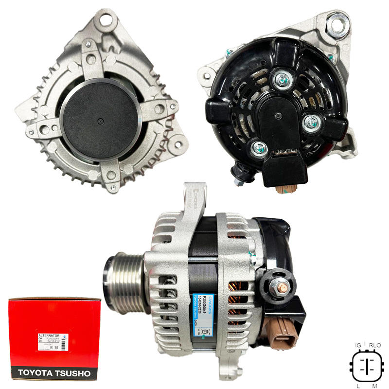 ALTERNATOR (TOYOTA TSUSHO) 12V 100 AMP TOYOTA AURIS - COROLLA - URBAN CRUISER - YARIS 1.4 D-4D (104210-2320)