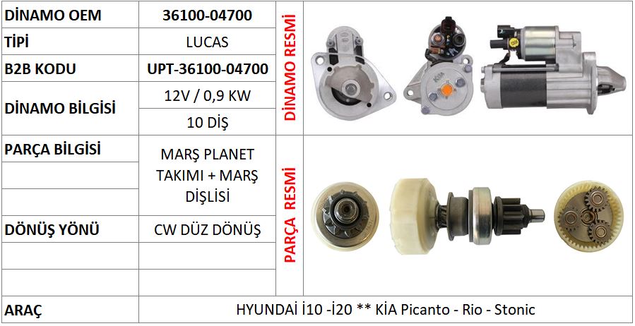 MARS PLANET TAKIMI (ORIJINAL) PLANET TAKIMI + MARS DISLISI / 10 DIS (CW) HYUNDAI I10 - I20 1.2 / KIA PICANTO - RIO - ST