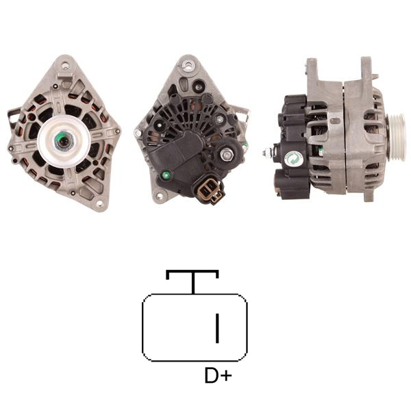 ALTERNATOR 12V 90 AMP HYUNDAI ACCENT 1.3-1.4-1.5-1.6 - ELENTRA 1.6-1.8 - KIA RIO 1.4-1.6