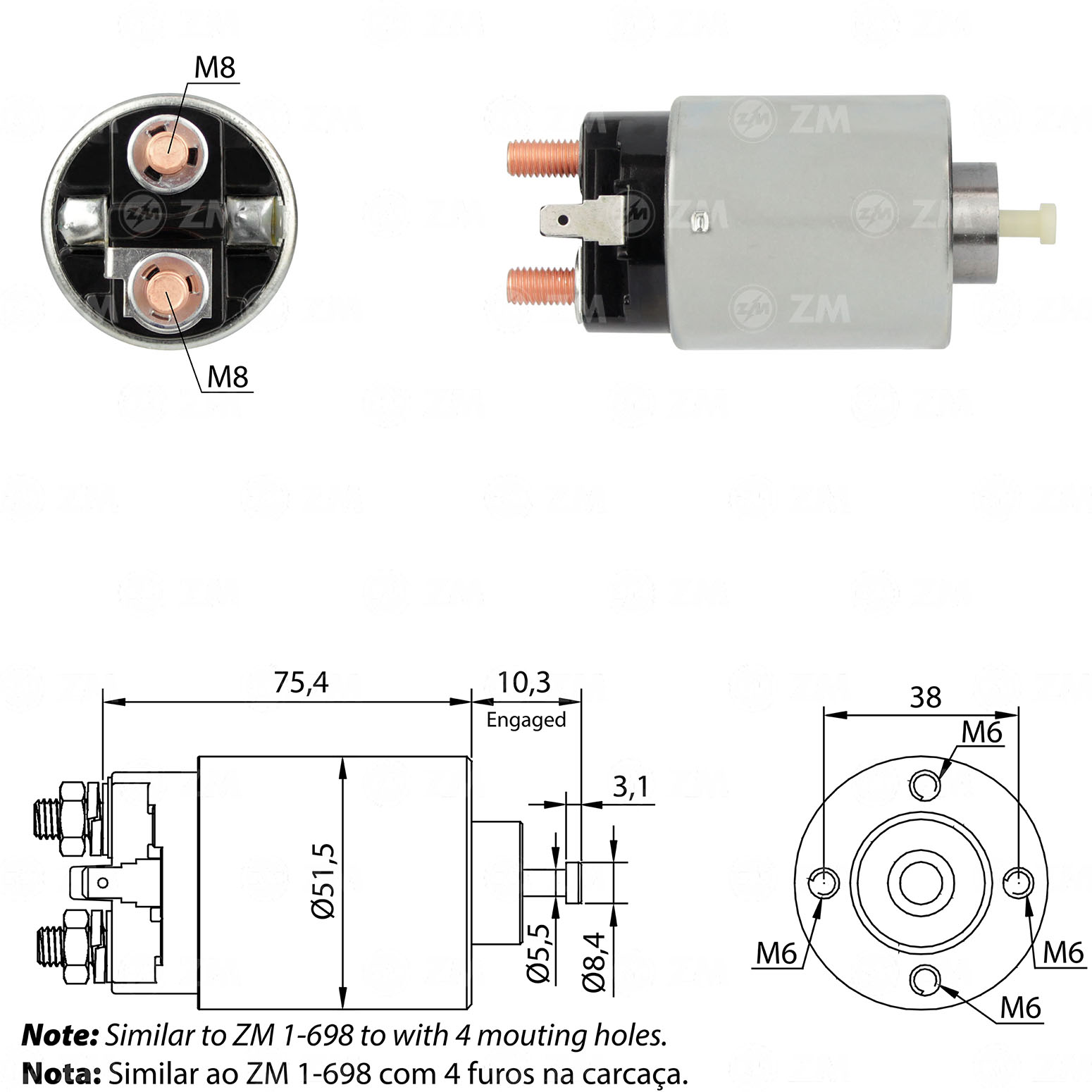 MARS OTOMATIGI 12V MITSUBISHI L300 YENI MODEL / HYUNDAI ACCENT / MAZDA 323 (TEK FISLI DIK - 4 DELIK) (SMI-5698)