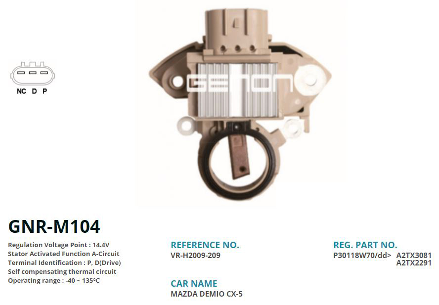 ALTERNATOR KONJEKTOR 12V MAZDA 2 - 3 - 6 (P, D(DRIVE))