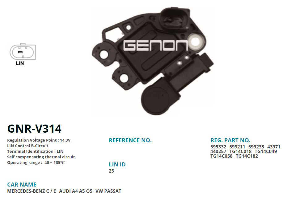 ALTERNATOR KONJEKTOR 12V MERCEDES BENZ C - E / AUDI A4 - A5 - Q5 / VOLKSWAGEN PASSAT (LIN)