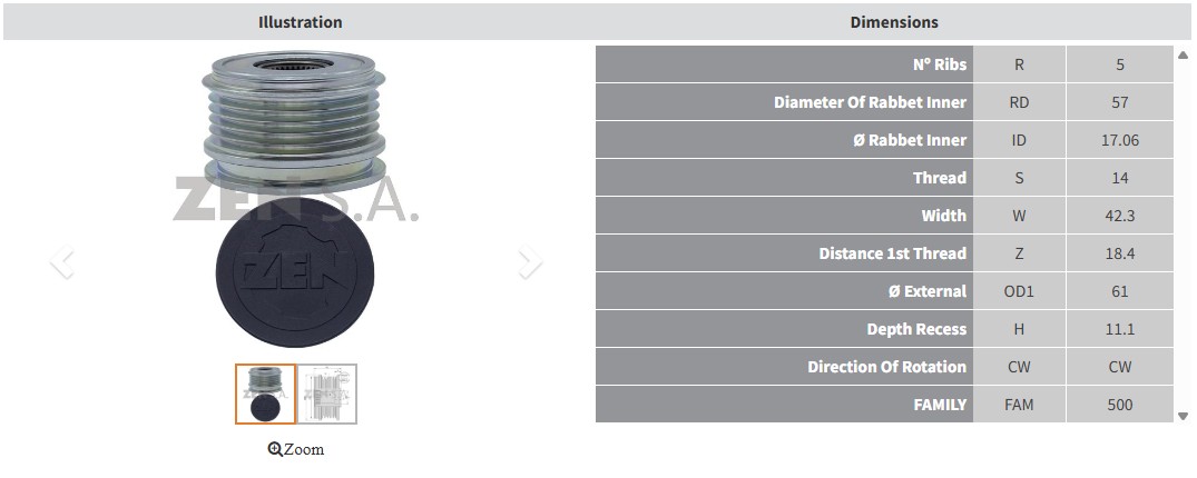 ALTERNATOR KASNAK HYUNDAI I20 1.4 CRDI - I30 - ACCENT 1.6 CRDI - TUCSON 1.7 CRDI / KIA RIO 1.4 CRDI - SOUL - CEED 1.6