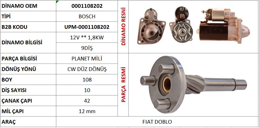 MARS PLANET MILI (ORIJINAL) ALFA ROMEO / CADILLAC / CHEVROLET / FIAT / LANCIA / OPEL / SAAB / VAUXHALL (0001108202)