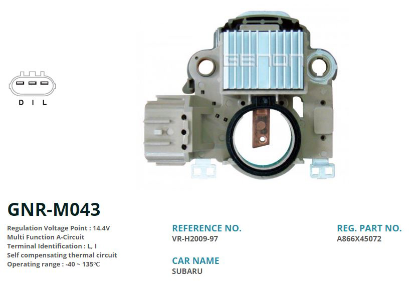 ALTERNATOR KONJEKTOR 12V SUBARU IMPREZA / OUTBACK 2.2-2.5 (99-00 MODEL) (L, I)