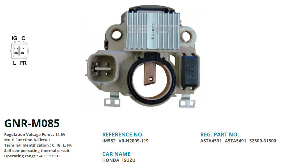 ALTERNATOR KONJEKTOR 12V HONDA CIVIC IV - V (4 IGNE FIS DIK CIKIS) (A5TA4591 - A5TA5491) (C, IG, L, FR)