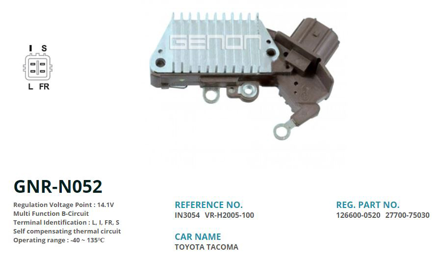 ALTERNATOR KONJEKTOR 12V TOYOTA COROLLA - YARIS (L, I, FR, S)