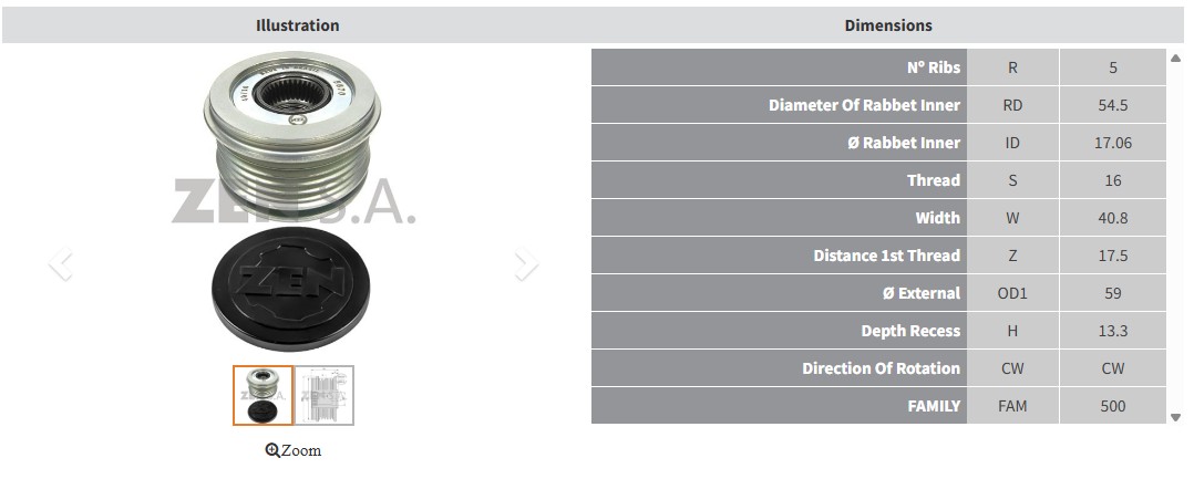 ALTERNATOR KASNAK RENAULT CLIO - KANGOO - MEGANE 1.5 DCI / NISSAN MICRA - ALMERA 1.5 DCI (5 KANAL)