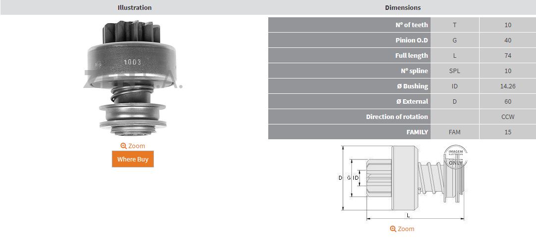 MARS DISLISI 10 DIS PERKINS MOTOR MARINE / LOMBARDINI (CCW)