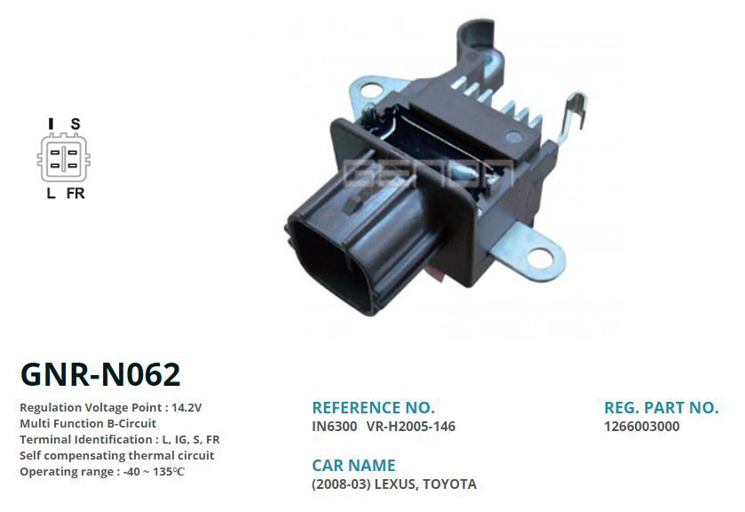 ALTERNATOR KONJEKTOR 12V LEXUS (2008-03) - TOYOTA (L, IG, S, FR)