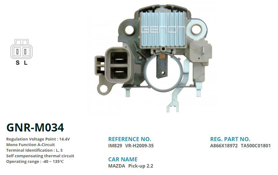 ALTERNATOR KONJEKTOR 12V MAZDA 323 - 626 / CAT (L, S)