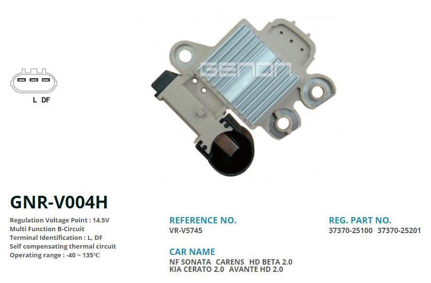 ALTERNATOR KONJEKTOR 12V KOREA HYUNDAI SONATA YENI MODEL 2005---> / KIA OPTIMA 90 AMP / 110 AMP 3 FIS (GNR-V004A UYUMLU)