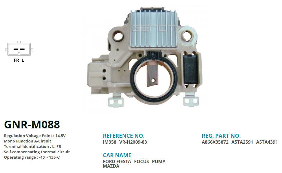 ALTERNATOR KONJEKTOR 12V FORD FIESTA - FOCUS - PUMA / MAZDA (A866X35872 - A5TA2591 - A5TA4391) (L, FR)