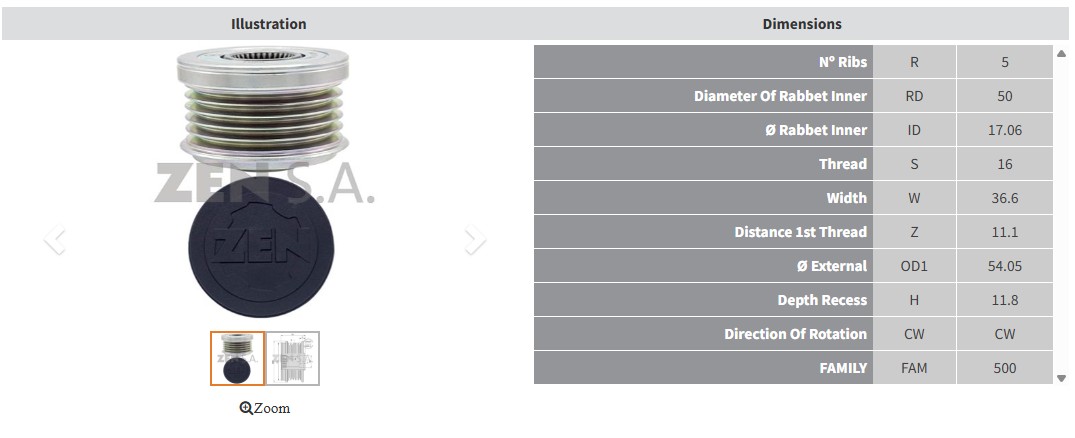 ALTERNATOR KASNAK SSANGYONG XLV - TIVOLI 1.5/1.6 (5 KANAL)