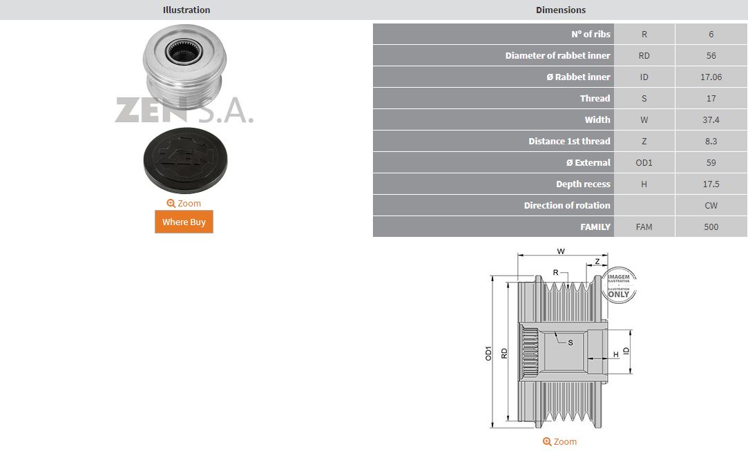 ALTERNATOR KASNAK MAZDA ALTENZA - 3 - 6 / NISSAN MICRA IV (6 KANAL)