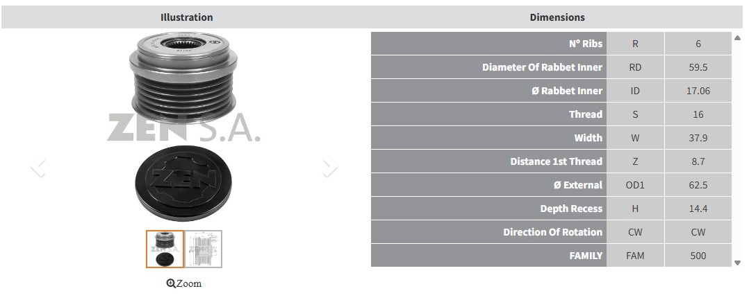 ALTERNATOR KASNAK HYUNDAI IX35 - SONATA 2.0 / KIA CARENS - SPORTAGE 2.0 (6 KANAL)