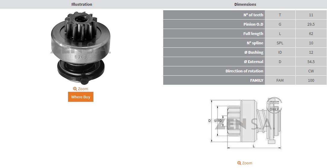 MARS DISLISI 11 DIS ALFA ROMEO 164 - 33 - 75 - 90 - TD / CHRYSLER VOYAGER 2.5 TD / PEUGEOT 307 - 405 1.9 DIZEL