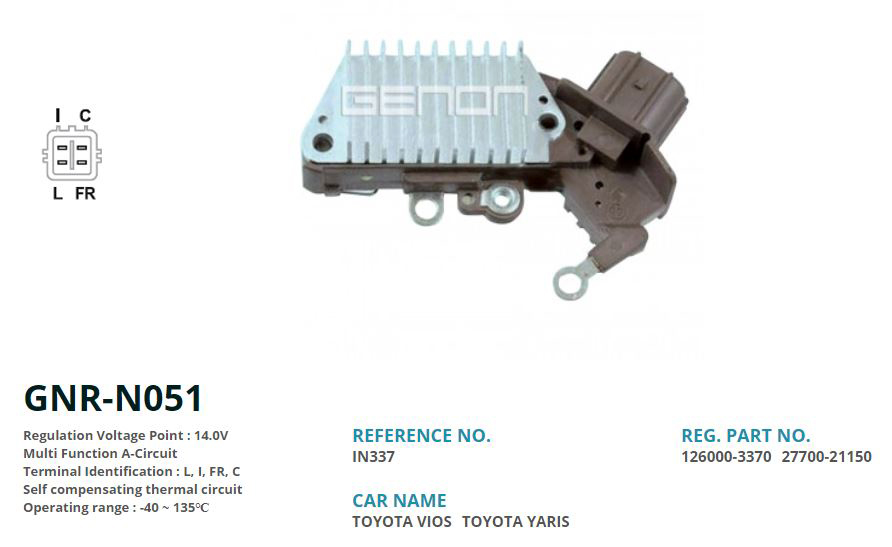 ALTERNATOR KONJEKTOR 12V TOYOTA AVENSIS - RAV 4 (L, I, FR, C)