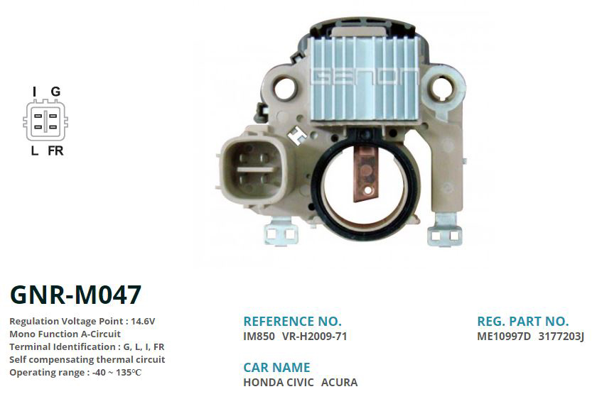 ALTERNATOR KONJEKTOR 12V HONDA CIVIC 4 FIS (G, L, I, FR)