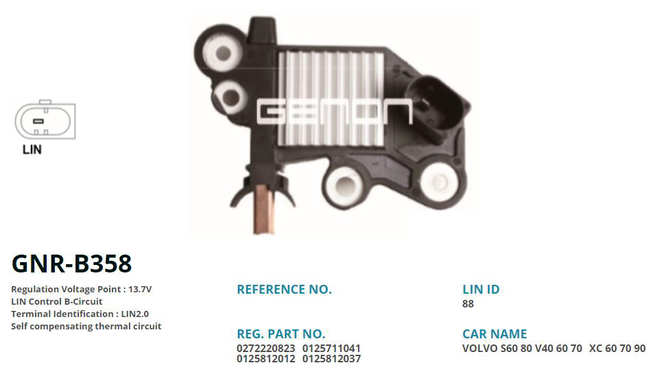 ALTERNATOR KONJEKTOR 12V VOLVO S60 - V40 - V60 - V70 - XC60 - XC70 (LIN 2.0)