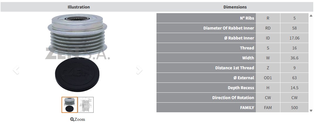 ALTERNATOR KASNAK HYUNDAI I20 1.2 / KIA RIO 1.25 CVVT (5 KANAL)