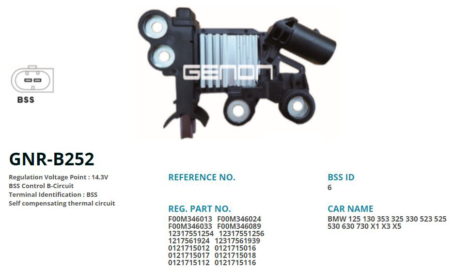 ALTERNATOR KONJEKTOR 12V BMW 116 - 118 - 120 - 316 - 318 - 320 - 325 - 330 - 520 - 530 -630 - X3 - X5 (BSS)