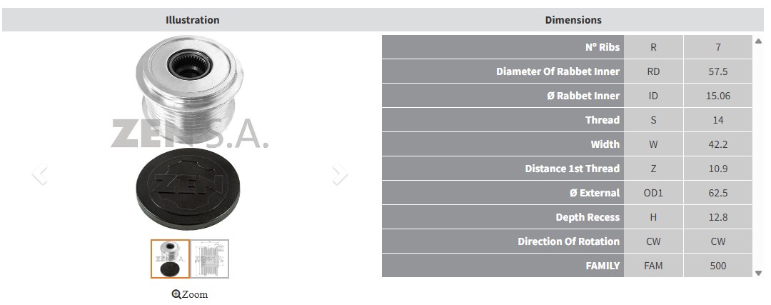 ALTERNATOR KASNAK TOYOTA HIACE - HILUX 2.5 D - 4D - LAND CRUISER 3.0 D - 4D (7 KANAL ROTOR MIL CAPI 15MM)