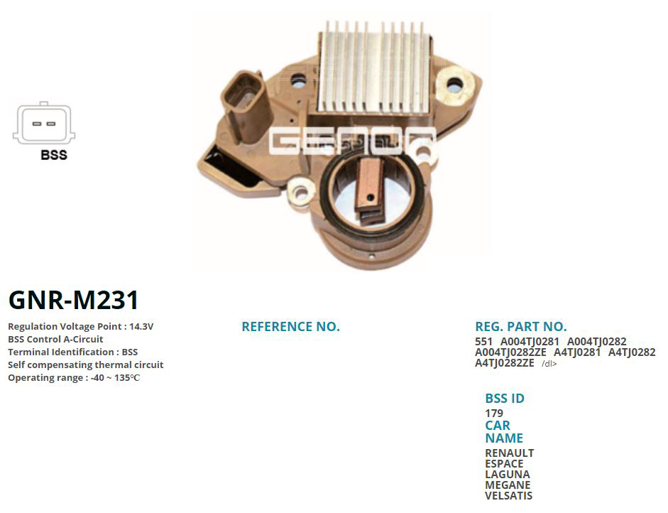 ALTERNATOR KONJEKTOR 12V RENAULT MEGANE - LAGUNA - LATITUDE (BSS)