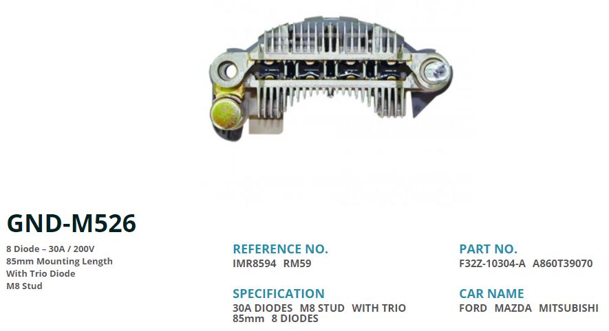 ALTERNATOR DIOT TABLASI MITSUBISHI L300 YENI MODEL 85MM (8 DIOT) M8