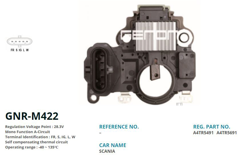 ALTERNATOR KONJEKTOR 24V SCANIA / RENAULT / VOLVO TIR (A4TR5491 - A4TR5691) (FR, S, IG, L, W)