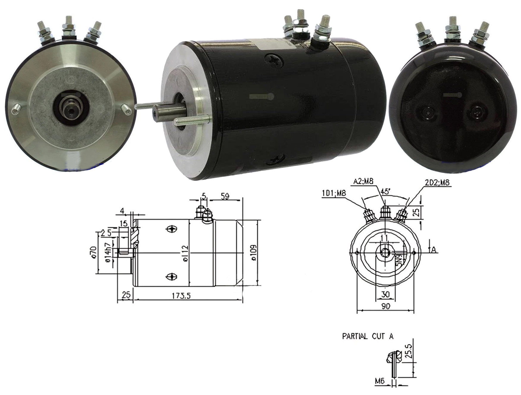 DC MOTOR 12V 1,5 KW 2400 DEVIR (DONUS YONU SOL-SAG)