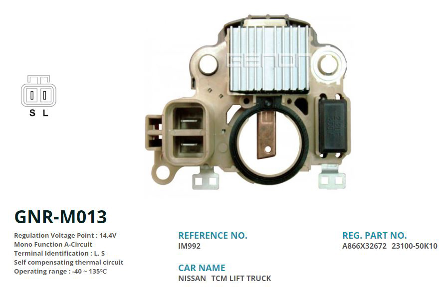 ALTERNATOR KONJEKTOR 12V NISSAN H15 - H20 - H25 01.1992- / TCM FG 20 FORKLIFT (L, S)