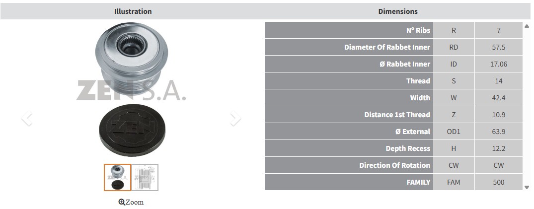 ALTERNATOR KASNAK TOYOTA AVENSIS - VERSO - COROLLA 2.0 D - 4D/2.2 D - 4D - HILUX 2.4/2.5 D - 4D - LAND CRUISER 3.0 D -