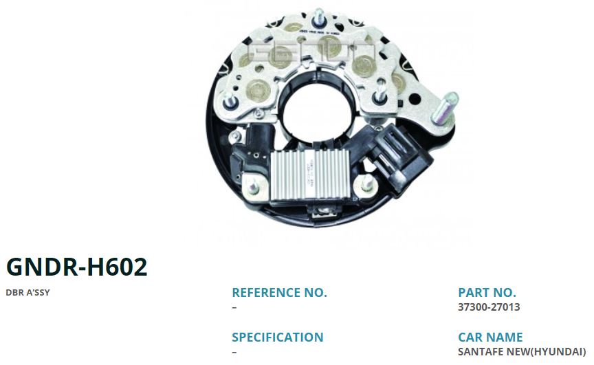 ALTERNATOR DIOT TABLASI 12V HYUNDAI ELENTRA - SANTA FE 2.0 CRDI (RECTIFIER+REGULATOR) (UWA-3690) (STATOR U(STATOR UC FARKLI)