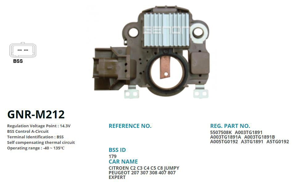 ALTERNATOR KONJEKTOR 12V CITROEN C2-C3-C4-C5-C8 - JUMPY / PEUGEOT 207-307-308-407-807 - EXPERT (A3TG1891 - A5TG0192) (BSS