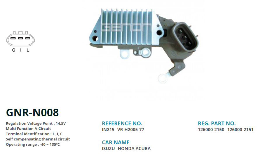 ALTERNATOR KONJEKTOR 12V ISUZU TROOPER 3.2L / HONDA ACURA 63.5MM (L, I, C)